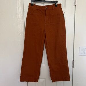 High-Waisted Crop Chino Wide-Leg Pants